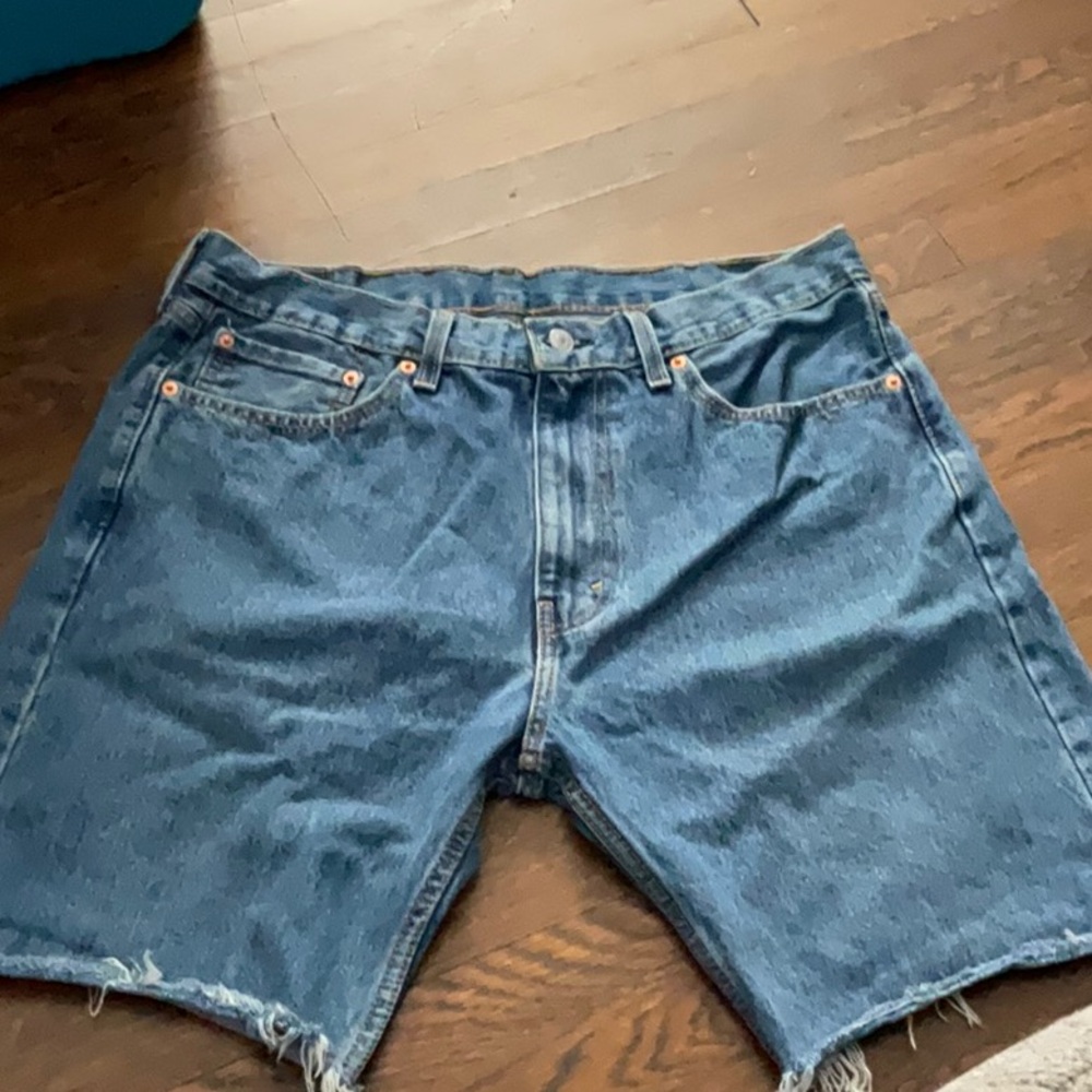 Levi's Blue Jean Jorts  with Frayed Hem